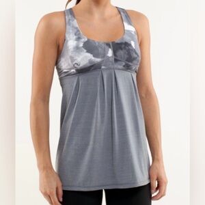 Lululemon Run Your Heart Out Gray Tank Top Pleated with Drawstring Hem